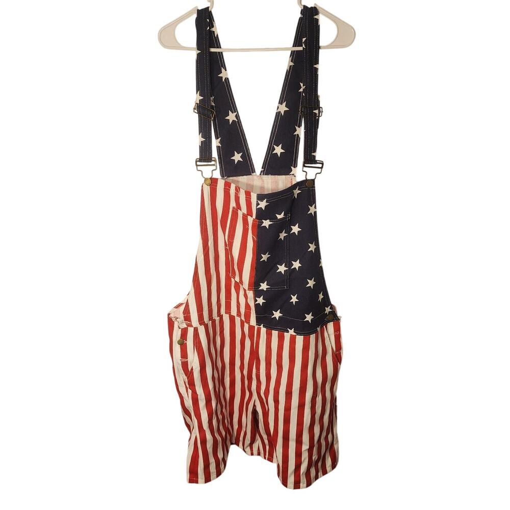 Vintage Patriotic American Flag Overalls Dungarees Mens 3XL USA Stars Stripes